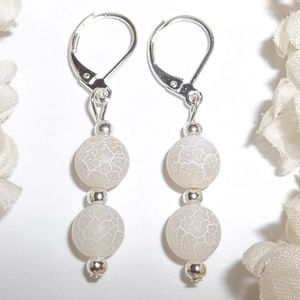 Frosty White Beaded Earring Drop & Dangle NWT 4753